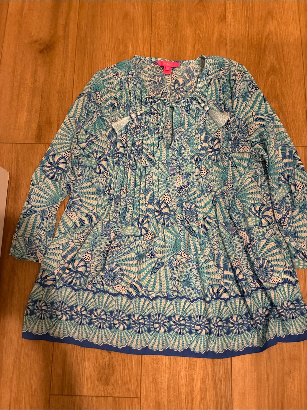 Lilly Pulitzer Blue & Teal Coastal Print Blouse